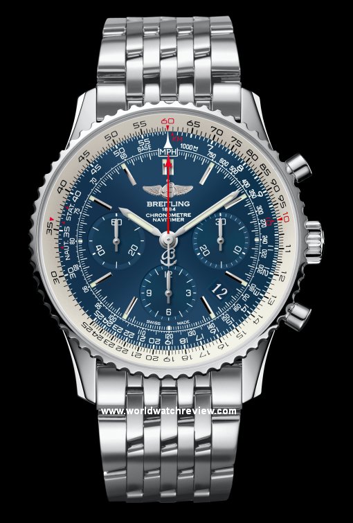 Breitling Navitimer Blue Sky Limited Edition 60th Anniversary watch on a steel bracelet