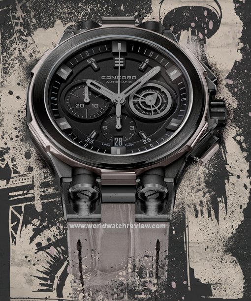Concord C2 GraffitiGrey Automatic Chronograph wrist watch in Black PVD (front view)