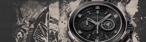 Black PVD Concord C2 GraffitiGrey Automatic Chronograph Replica Watch
